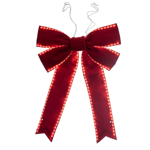 Vickerman 36" x 45" Red Velvet Outdoor Christmas Bow with UV Treated Material and Wire to Hang.