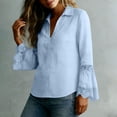 thumbnail image 4 of Annhoo Tops for Women Dressy Casual Solid Color V Neck Lace Lightweight Loose Long Sleeve Blouse Spring Clothes, 4 of 6