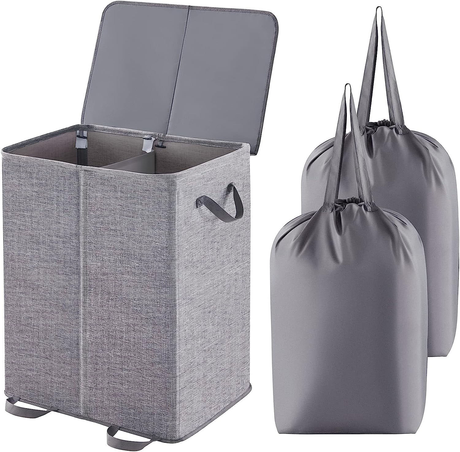 Lifewit Double Laundry Hamper with Lid and Removable Laundry Bags
