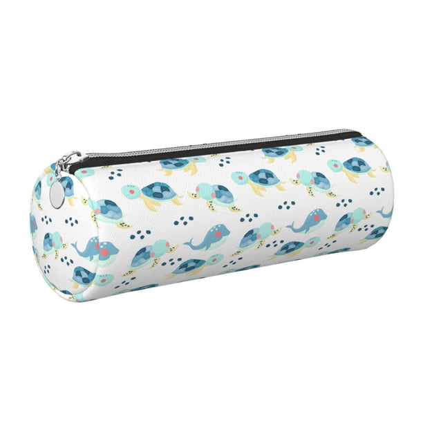 Disketp Sea Turtle Estuche Organizador de Lápices de Cuero, Estuche de Oficina con Cremallera para Bolígrafo y Lápiz
