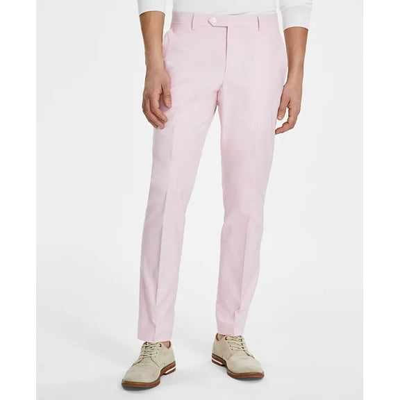 Tommy Hilfiger Mens Modern fit Dress Pants 34 / 34 Pink Solid Stretch