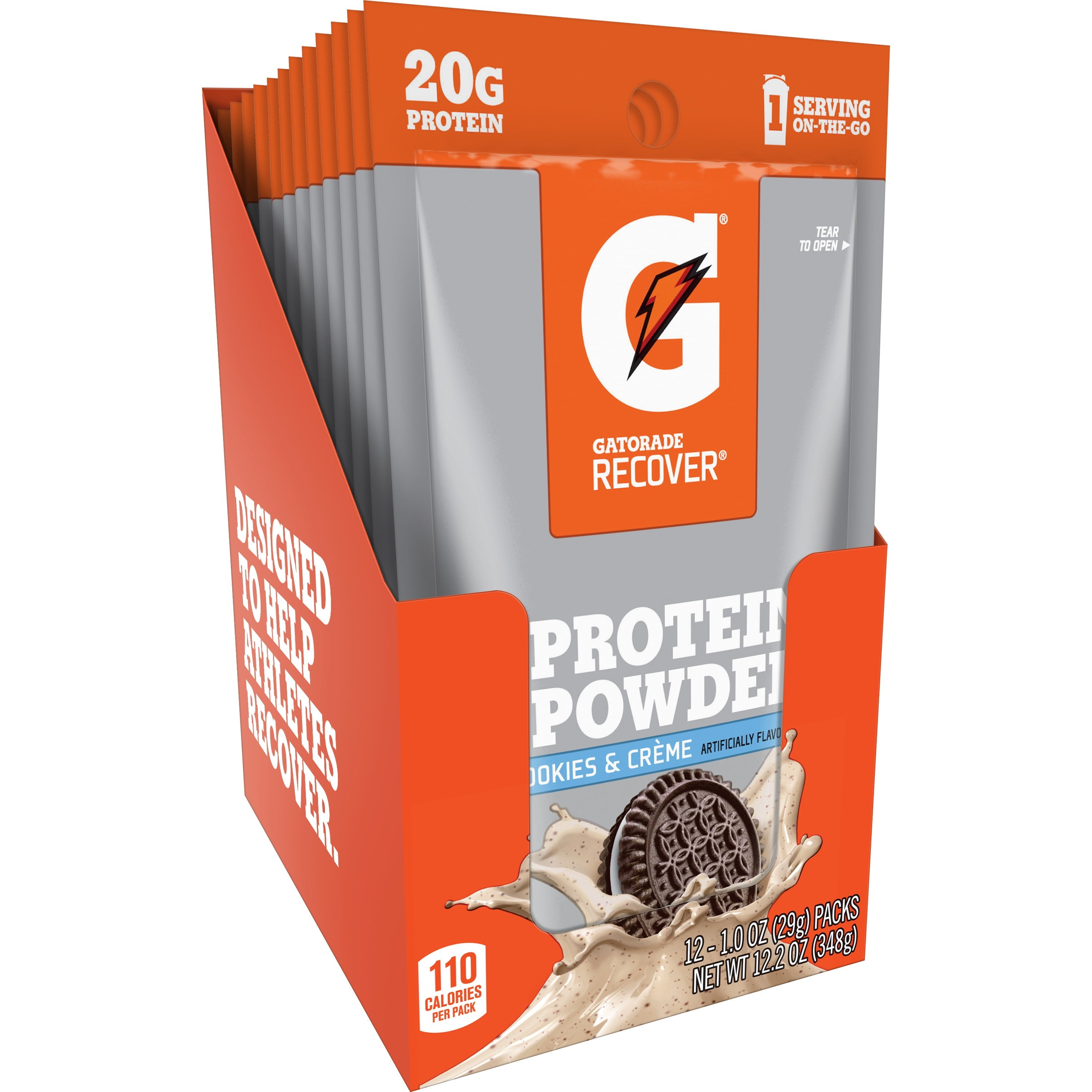 Gatorade Whey Protein Recover Powder, Cookies & Cream, 20g Protein, 12