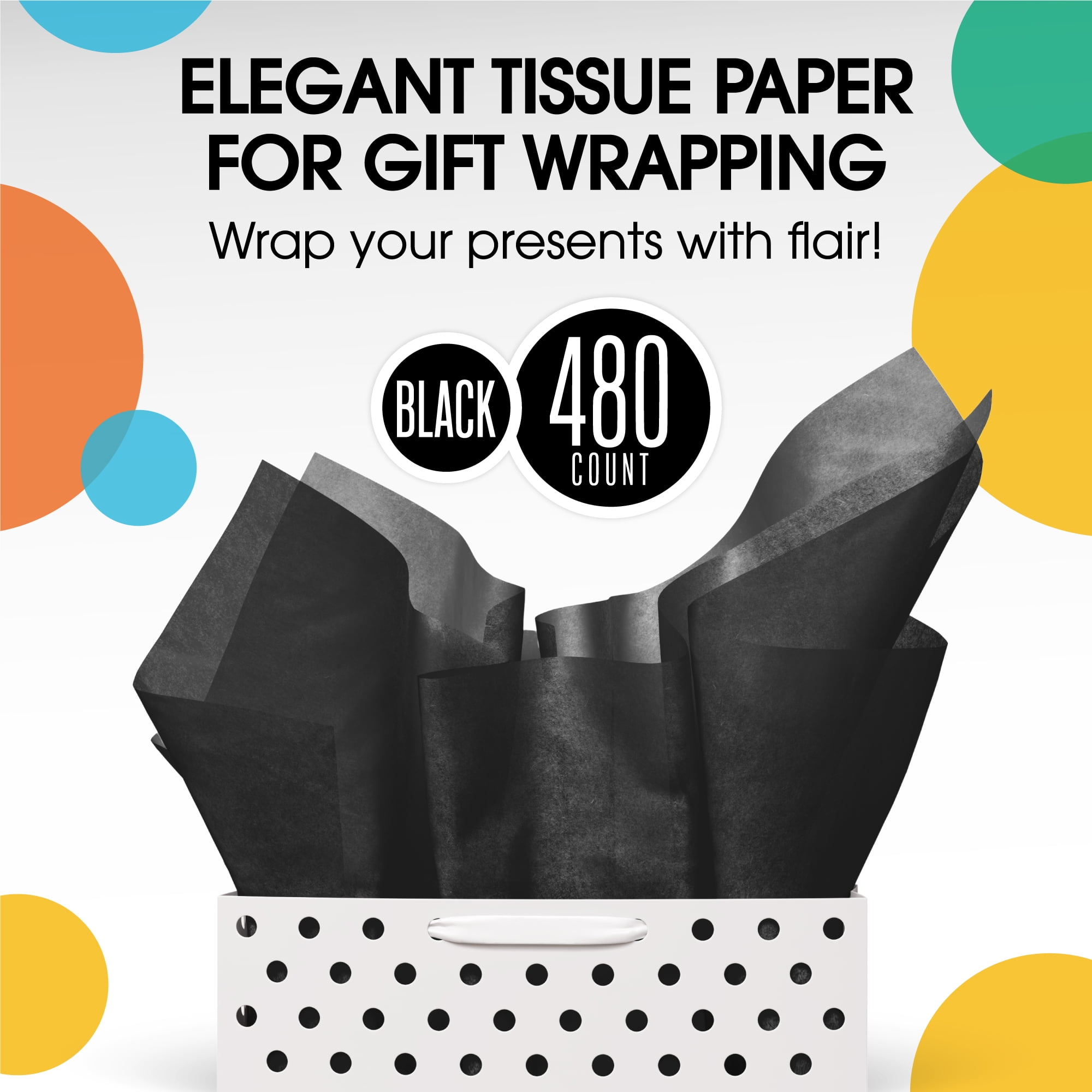 Black Tissue Wrapping Paper Acid Free Ream 500 Sheets 21GSM - Same Day  Postage