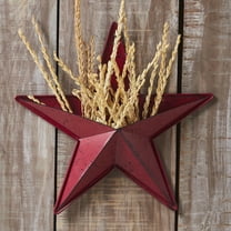 VHC Brands Patriotic Faceted Metal Star Burgundy Wall Hanging w/Pocket 12x12, Independence Day Decor, American Star with display pocket, Distressed Appearance Wall Hanging, Star Shape, Burgundy