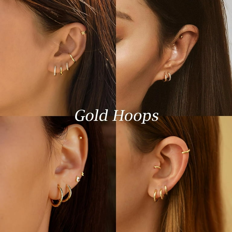 Gold Huggie Hoop Thin Small Gold Hoop Earrings Trendy Gold Hoop