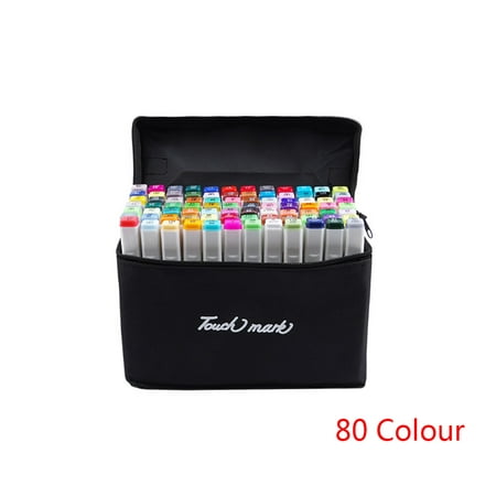80 Colors Dual Tips Permanent Marker Pens Art Gel Markers Highlighters with Carrying Case for Drawing Sketching Adult Coloring Highlighting and