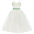 thumbnail image 2 of Ekidsbridal Ivory V-Back Satin Flower Girl Dresses with Pretty Colored Sash for Toddlers Formal Photoshoot Birthday Party Gown 219T 14, 2 of 3