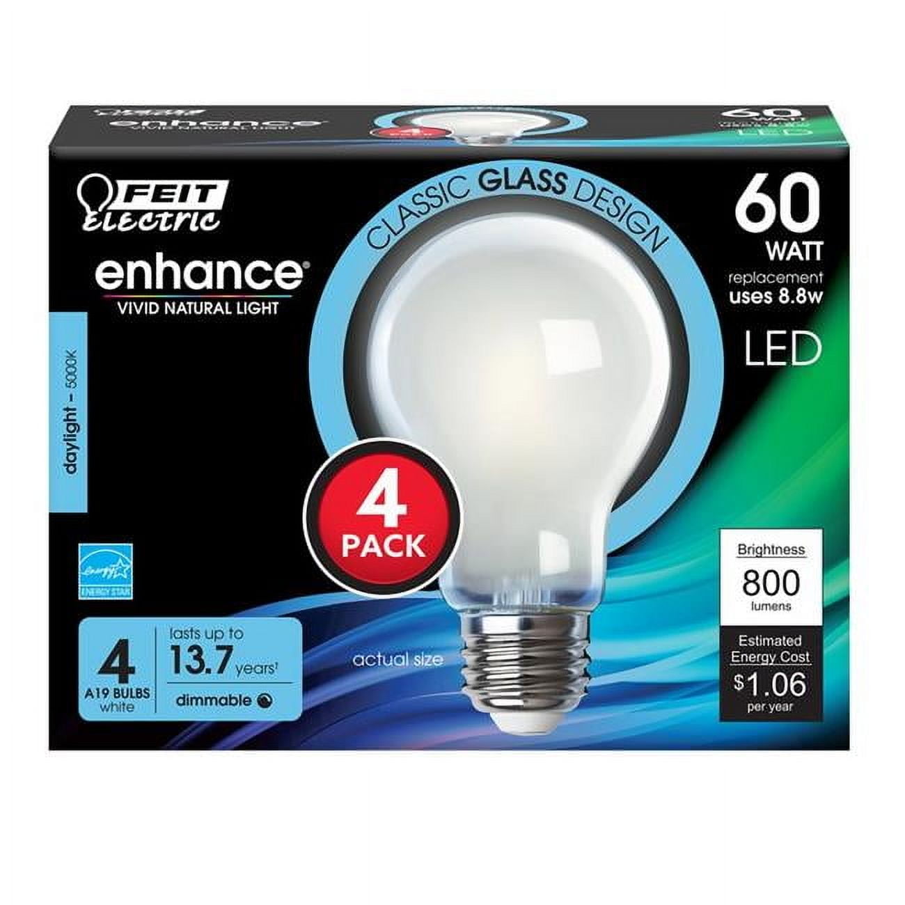 Feit Electric 3895042 8.8W A19 Daylight LED Bulb, 800 Lumens - Pack of 6