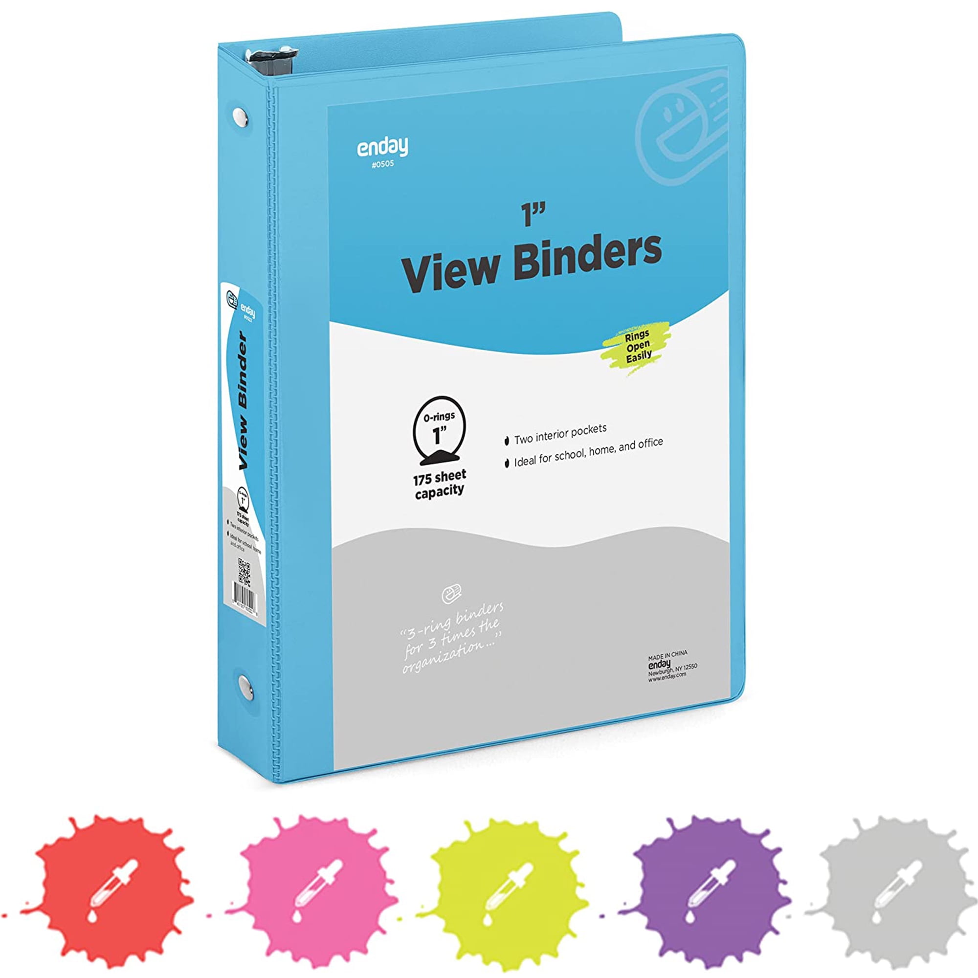 Enday 1 Inch Binder 3 Ring Binders with Pockets for Home, Office