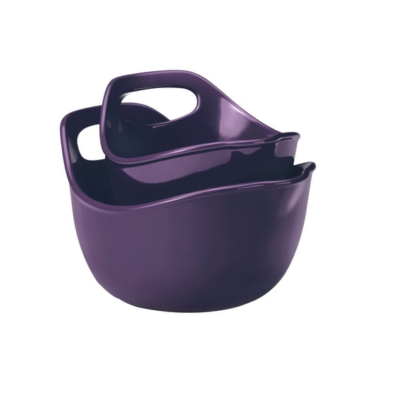 Rachael Ray Ceramics 2-Piece Mixing Bowls Set, Purple