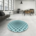 thumbnail image 4 of Ahgly Company Machine Washable Indoor Round Transitional Electric Blue Area Rugs, 7' Round, 4 of 7