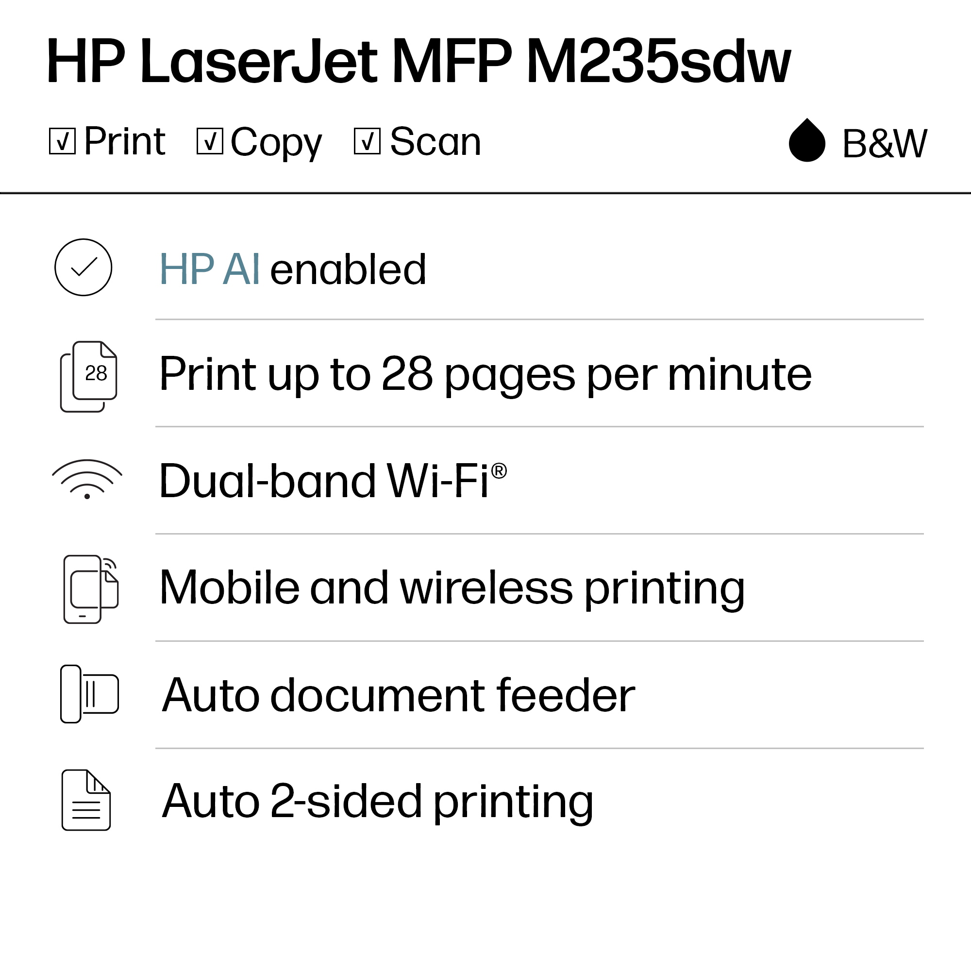 HP LaserJet MFP M235sdw Wireless Printer, Print/Copy/Scan photo 2