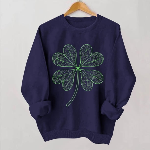 TaTaai Women Casual St Patrick's Day Printed Crew Neck Long Sleeve No Hood Sweatshirt Ladies Spring Daily Office Street Wear Soft Comfortable Machine Washable Stylish Top Gift