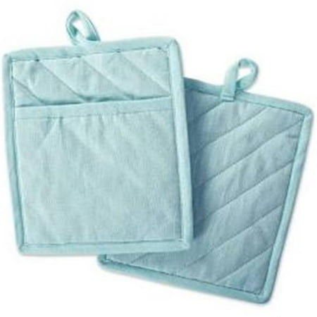

Aqua Solid Chambray Pot Holder Set of 2