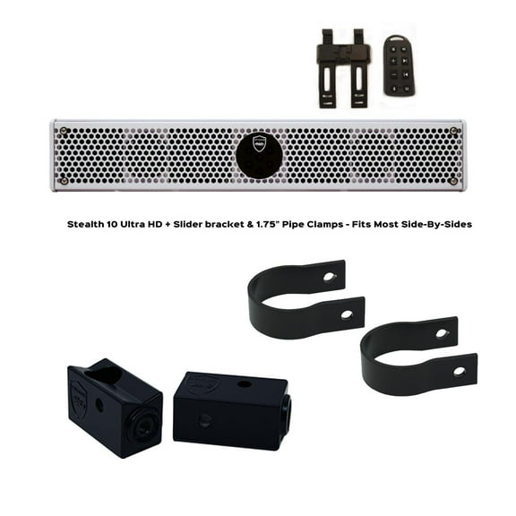 Wet Sounds Stealth 6 Ultra HD White   UTV Mounting Kit, Slider bracket and Round 1.75" Tube clamp