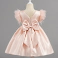 thumbnail image 3 of Girls Dress Flutter Sleeve Swing irthday Party Wedding Dress Little Girls Cotton Tulle Dresses Festive Backless Sleeveless Kids Casual Dress Beach Outfits Pink 8-9 Years, 3 of 4