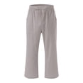 thumbnail image 5 of felwors Women's Linen Capri Pants, High Waist Drawstring with Pockets Grey for Size XL, 5 of 5