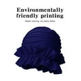 thumbnail image 3 of Yucurem Women Elastic Ruffle Swim Cap Hat, Portable Non-Squeezing Shower Cap, Ear Protection Swimming Cap for Long Short Hair (Navy Blue), 3 of 10