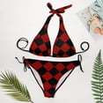 thumbnail image 4 of SKQIT Check Plaid Scottish Pattern Swimsuits Side Tie Triangle Bikini 2 Piece Set Swimwear Bathing Suit for Women, 4 of 6