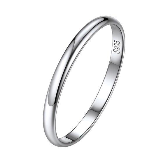 DESIGNICE Sterling Silver 2Mm Minimalist Wedding Band Ring for Women Comfort Fit Most People Size 7