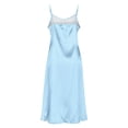 thumbnail image 4 of Women's Satin Long Nightgown Adjustable Spaghetti Strap Silky Sleepwear Dress Elegant V Neck Side Split Summer Pajama Dresses, 4 of 6