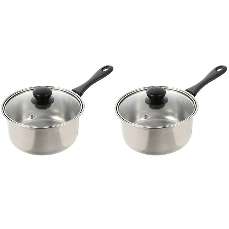 Stainless Steel Milk Pot Milk Pan with Lid Boiling Pot for Coffee or  Porridge - 18cm 