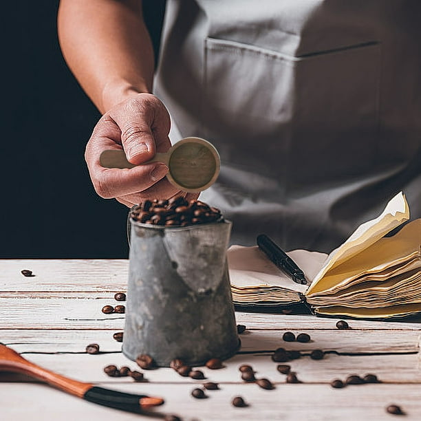 Taza de café cucharas de madera de haya para café molido o té, utensilios de cocina para mezclar y cocinar, diseño portátil, madeja de madera, para cocina, para oficina