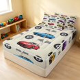 thumbnail image 3 of Erosebridal Cartoon Car Zipper Full Size Comforter Sets with Fitted Sheet and 2 Pillowcases, Trophy Zipper Bedding Set, Cream Multi, Gray Reversible, 3 of 7