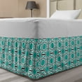 thumbnail image 1 of Geometric Bed Skirt, Pattern of Hexagons Shapes with Squares and Triangles Motifs, Elastic Bedskirt Dust Ruffle Wrap Around for Bedding Decor, 4 Sizes, Dark Seafoam and Dark Grey, by Ambesonne, 1 of 2