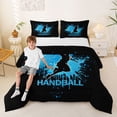 thumbnail image 2 of Castle Fairy Handball Sport King Size Comforter Sets 3pcs, Watercolor Splash Comforters King Size, Black Blue White,Black Reversible,1 Comforter and 2 Pillowcases, 2 of 6