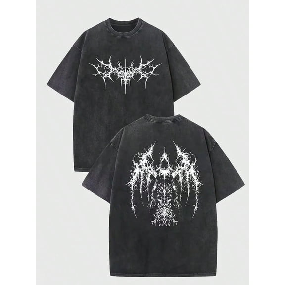 Cyber Sigilism Acid Wash Tshirt, Vintage Grunge Heavy Metal Tee, GothicWings Shirt, Aesthetic Opium Streetwear Clothing