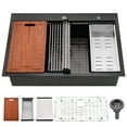 thumbnail image 2 of Bokaiya 33x22 Black Drop in Kitchen Sink Workstation, Stainless Steel Kitchen Sink 16G Single Bowl Topmount Kitchen Sink 10" Deep Sink with Cutting Board, 2 of 9