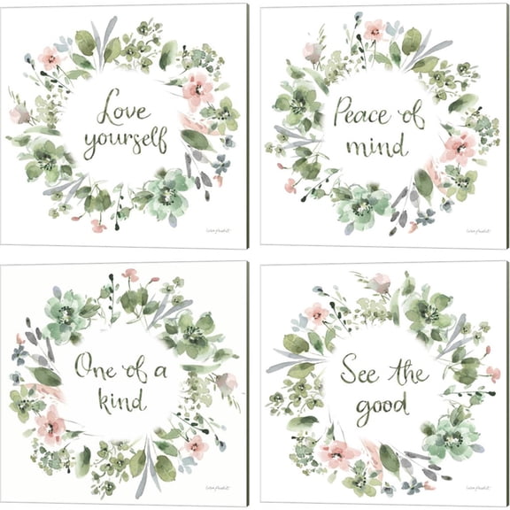 Great Art Now Inner Garden B by Lisa Audit 4 Piece Canvas Art Set Each 14"W x 14"H