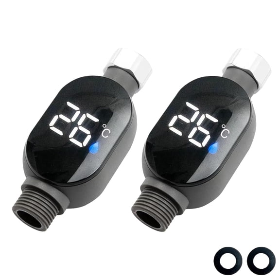 Shower Water Temperature Gauge - 2 Pack LED Digital Display Thermometer for Accurate Bathing Temperature Monitoring