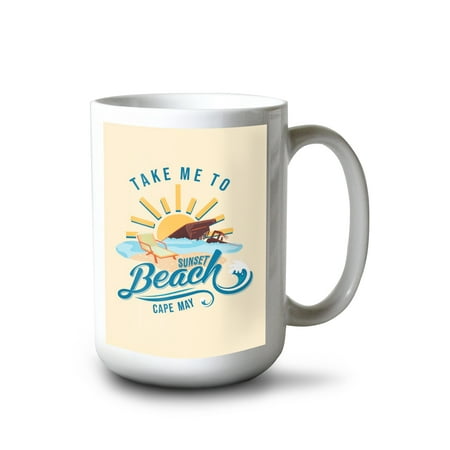 

15 fl oz Ceramic Mug Cape May New Jersey Take Me to Sunset Beach Beach Scene and Sunset Dishwasher & Microwave Safe