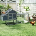 thumbnail image 5 of Chicken Coop Outdoor for Multiple  Chickens, Wooden Duck House with Run & Nesting Box, Waterproof Hutch with Pull-Clean Tray, Ramp, and Resting Area, Gray, 5 of 10