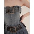 thumbnail image 5 of Vestido ajustado con cinturón para mujer, minicorsé corto de Jean, vestido plisado de una pieza, Denim elástico azul Y2k Vintage Acubi Fashion, 5 of 5