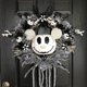 thumbnail image 2 of Decoración de corona de calabaza, corona de Halloween de otoño, decoración de la puerta principal de calabaza de otoño, corona de calabaza de acción de gracias de otoño, blanco y negro, 2 of 5