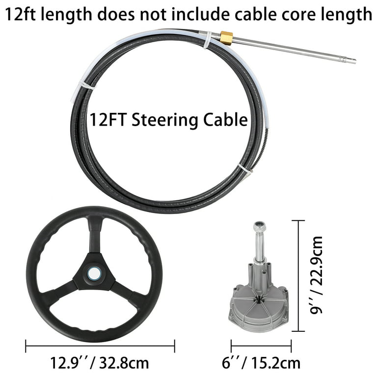 VEVOR Boat Steering Cables 12 ft. Outboard Rotary Steering Kit 3/4 in.  tapered shaft Boat Steering kit for Boats XWYYFXB12YCDL0001V0 - The Home  Depot
