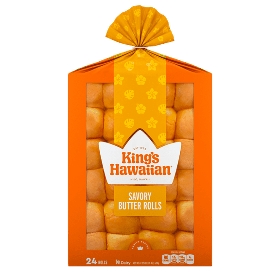 King's Hawaiian Savory Butter Dinner Rolls 24 Count, 24 oz, Shelf-Stable (Pack of 1)