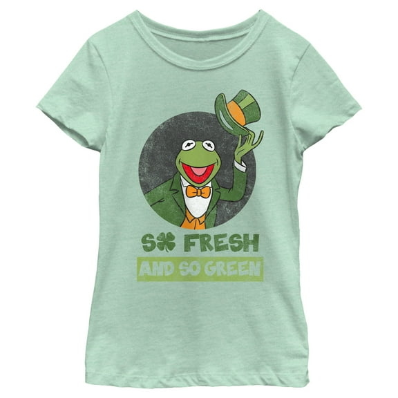 Girl's The Muppets So Fresh and Green  Graphic Tee Mint Small