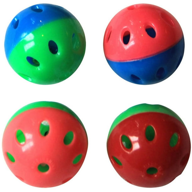 6Pack 2Tone Plastic Ball with Bell, Assorted, 24 Pieces