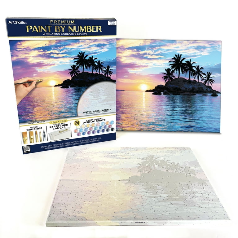 ArtSkills Island Sunset Paint by Number Art Kit for Adults, 20