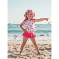 thumbnail image 6 of BemeyourBBs Toddler Baby Girl Swimsuit Infant Bathing Suit One-Piece Swimsuits with Sun Hat Set Flying Short Sleeve Rash Guard Swimwear Cupcake Zipper Summer Beach Wear, 6 of 9