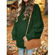 MOSHU Oversized Sweaters for Women Cable Knit Chunky Pullover Sweater