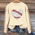 thumbnail image 2 of Chandail en Molleton Uni Femme Printemps Imprimé Baseball Col Rond Ample Décontracté Chandail à Capuchon - Hontri, 2 of 4