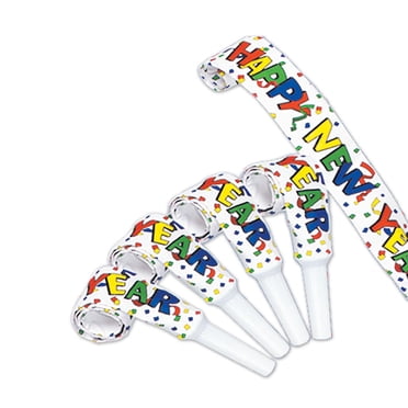 Spritz 'New Year's Eve' Noisemaker Blowers Party Favors - Black and ...