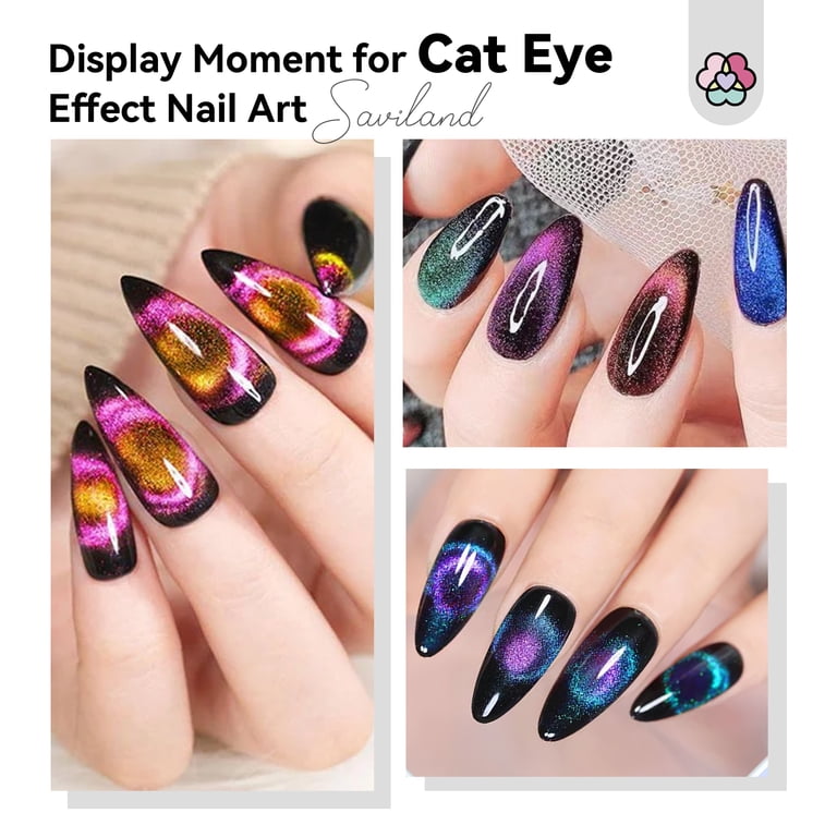 SAVILAND Cat Eye Magnetic for Nails, 9PCS Gel Nail Polish Magnet