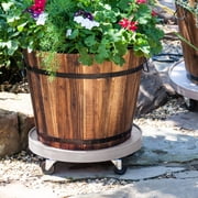 DeVault Enterprises 16-Inch Gray Mist Plant Dolly with Drainage Hole, Wheels & Heavy Duty Rolling Plant Caddy, 500 lb Capacity