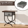 thumbnail image 4 of Rustic Metal Side Table w/ Fabric Drawer - Black &amp; Gray - 19"W x 14"D x 21"H - Perfect Bedside, Coffee, End Table for Living Room, Bedroom, 4 of 9